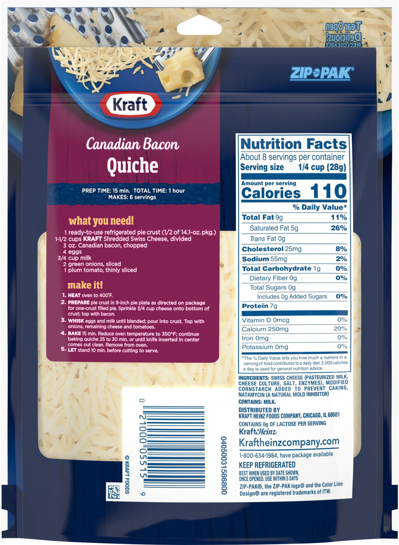 Kraft Cheddar Cheese Nutritionals (1800x1800), Png Download