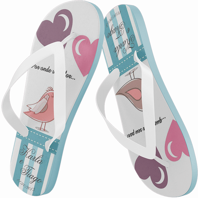Chinelo Personalizado Verde E Rosa Para Casamentos - Chinelo Personalizado (669x668), Png Download