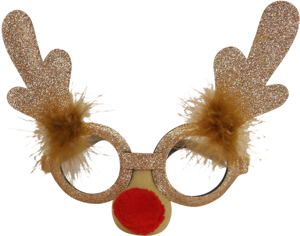 Festive Rudolph Christmas Party Glasses - Red Nose (1024x1024), Png Download