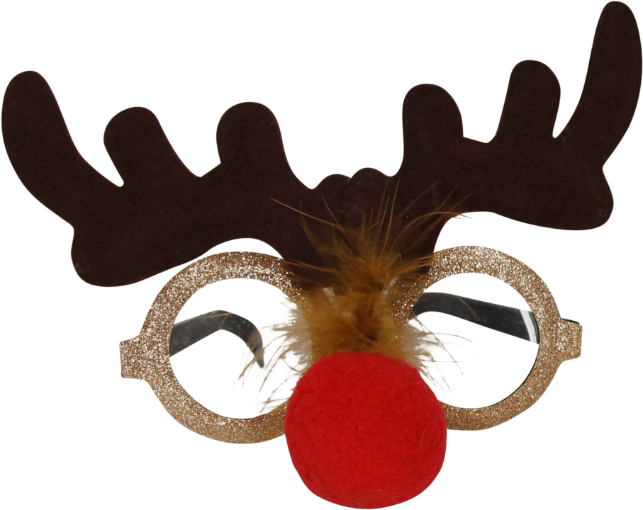 Festive Rudolph Christmas Party Glasses - Red Nose (1024x1024), Png Download