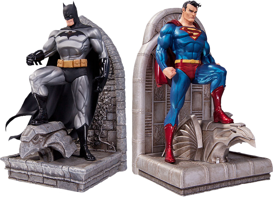 Batman And Superman Bookends - Batman Superman Bookends (896x653), Png Download