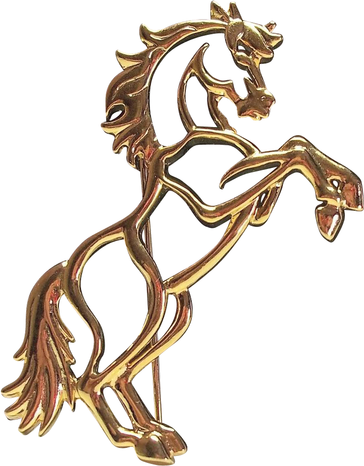 Jj Horse Pin Outline Gold Tone Jonette - Stallion (1017x1017), Png Download