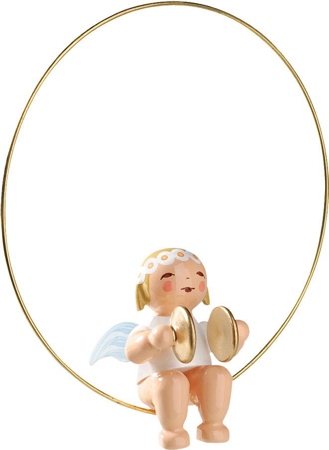 Christmas Tree Angel In Ring With Cymbals - Wendt Und Kühn Christbaumengel Im Ring Mit Becken (1000x1000), Png Download