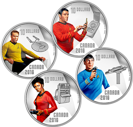 Pure Silver Coloured 4-coin Subscription Star Trektm - Canada Star Trek Coins (570x570), Png Download