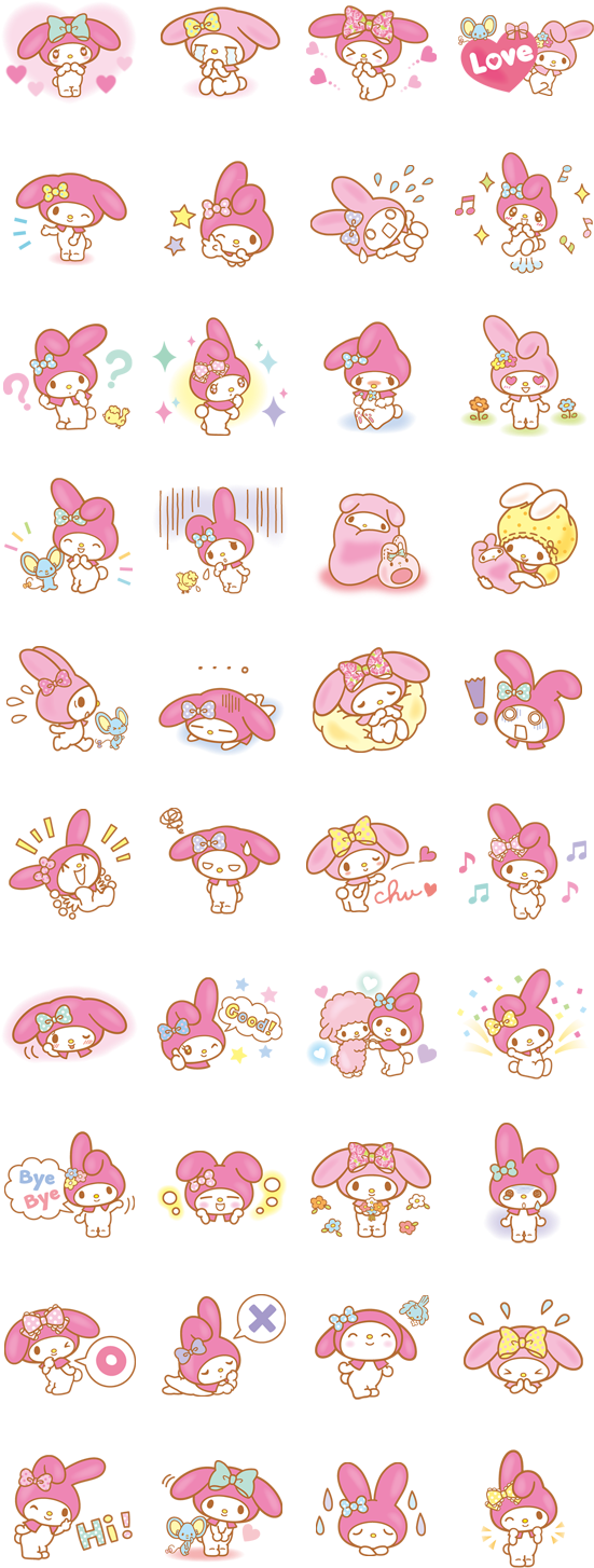 My Melody By Sanrio - My Melody Line Stickers (562x1500), Png Download