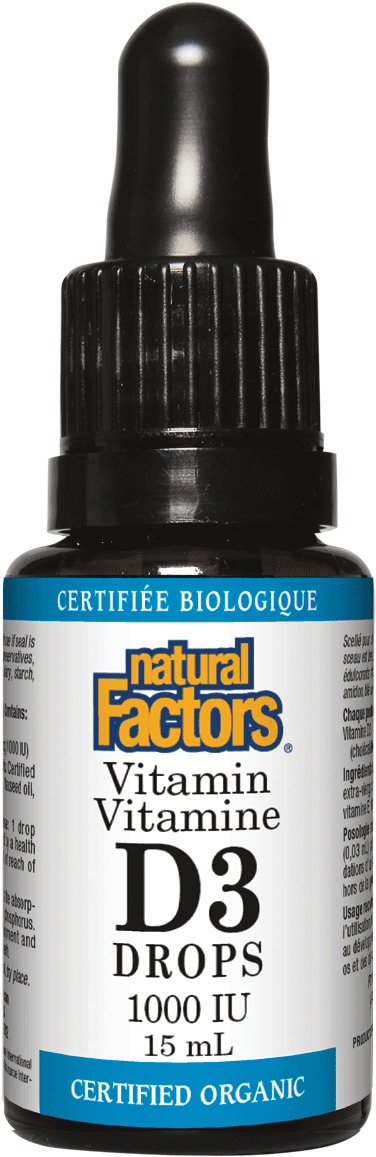 Natural Factors Vitamin D3 Drops 1,000iu 15ml - Vitamin D3 Drops 1000 Iu (430x1200), Png Download
