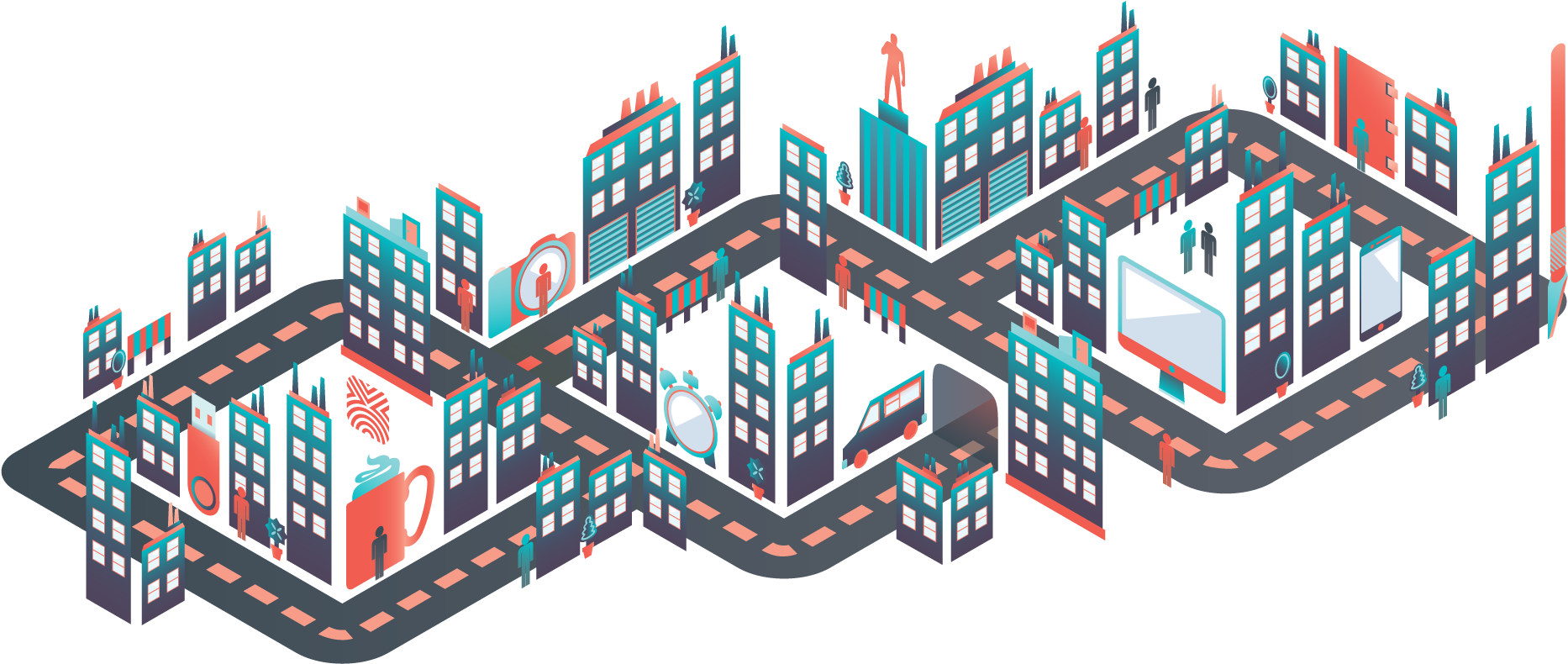 04 526k Graphic City Blue 16 Oct 2018 - Commercial Building (1920x820), Png Download