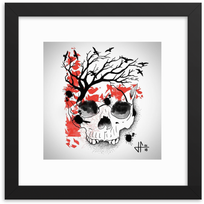 Jfa Bird Skull Framed Photo Paper Poster - Pillow (1000x1000), Png Download
