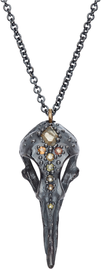 Sterling Silver And Carnelian Bird Skull Necklace - Necklace (1000x1000), Png Download