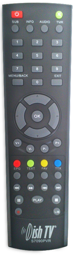 Press The Tv/r Button Is Located In The Very Bottom - Dish Tv S7090pvr Remote (500x1000), Png Download