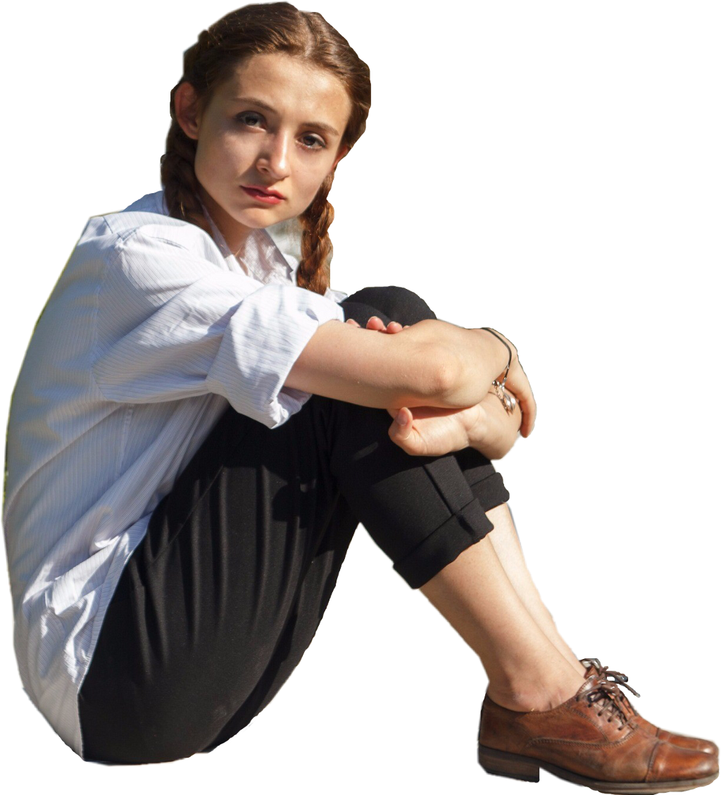 People Woman Women Lady Sitting Looking - Sitting (1024x1128), Png Download