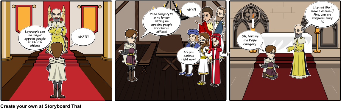 Pope G And King Henry Iv - Cartoon (1164x385), Png Download
