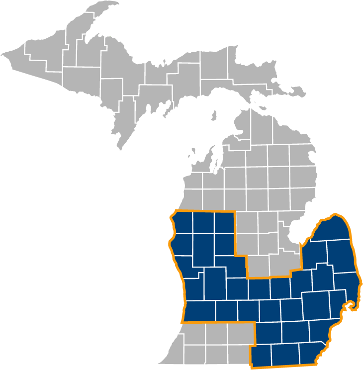 An Image Of The State Of Michigan With Counties Covered - Michigan Party Affiliation By County (800x800), Png Download