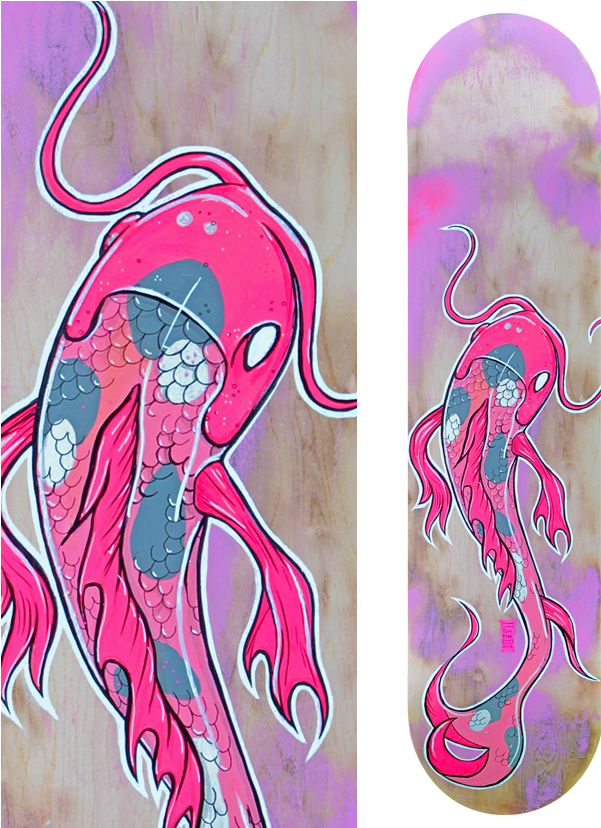 Pink Koi Fish Board - Koi (652x827), Png Download