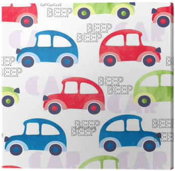 Seamless Pattern With Colorful Watercolor Cars - Watercolor Painting (400x400), Png Download