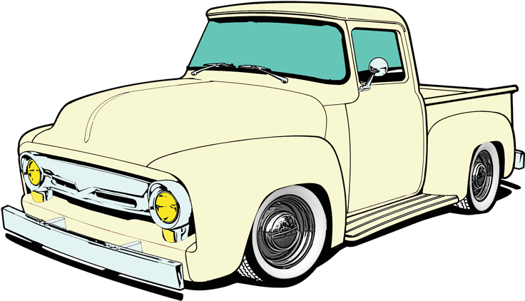 Vector Download Bronco Drawing Ford - Draw A Ford F100 (750x450), Png Download
