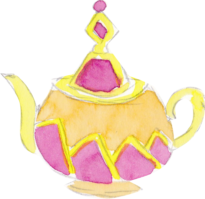 Teapot Yellow&pink Watercolor Png - Illustration (700x682), Png Download