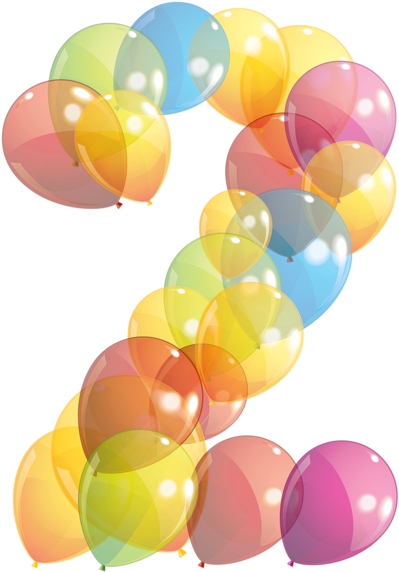 Birthday Clips, Number Balloons, Clipart Images, Letter - Number 2 Balloon Png (420x600), Png Download