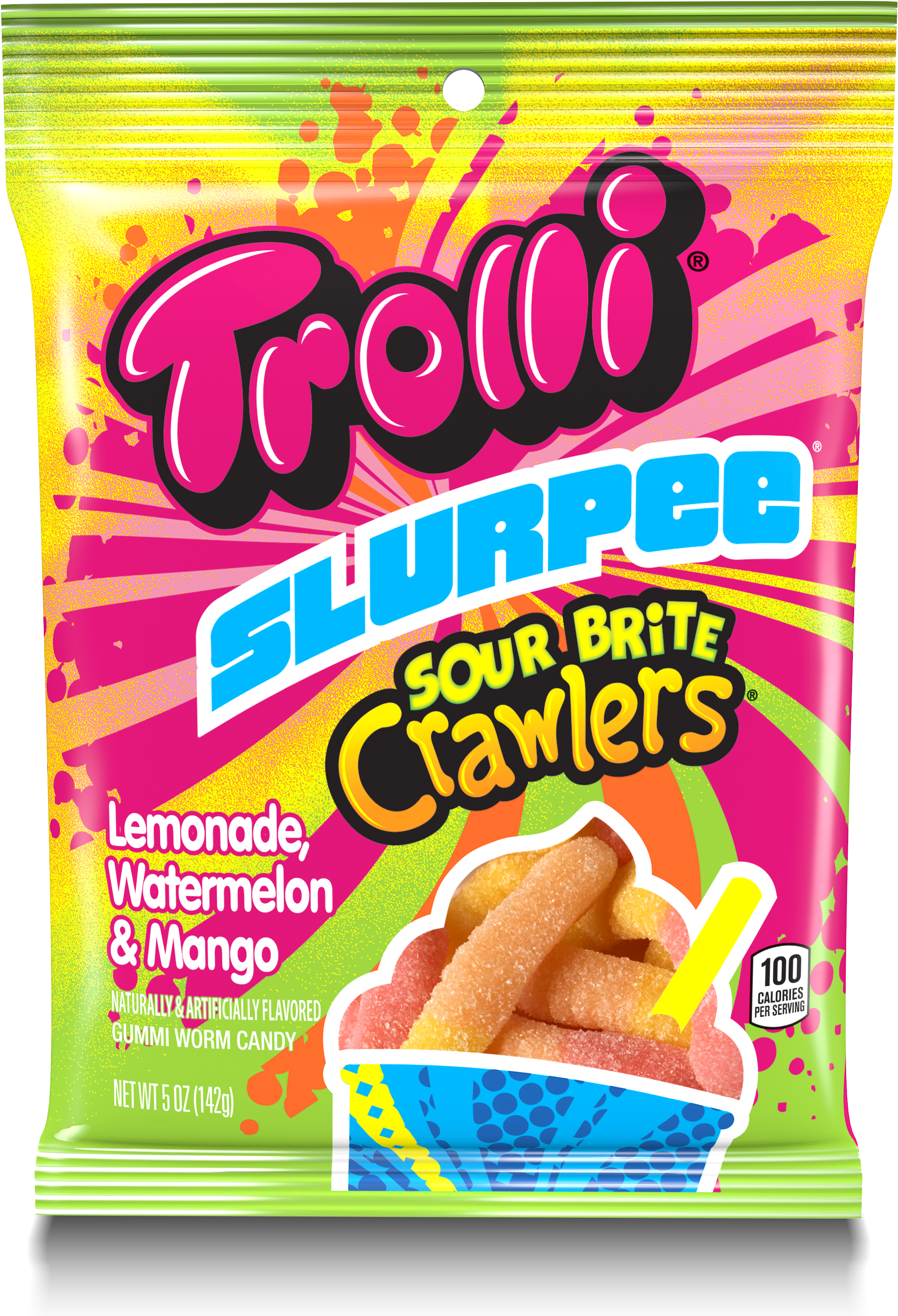 Trolli Gummi Candy, Sour Brite Crawlers, Watermelon (2400x3150), Png Download
