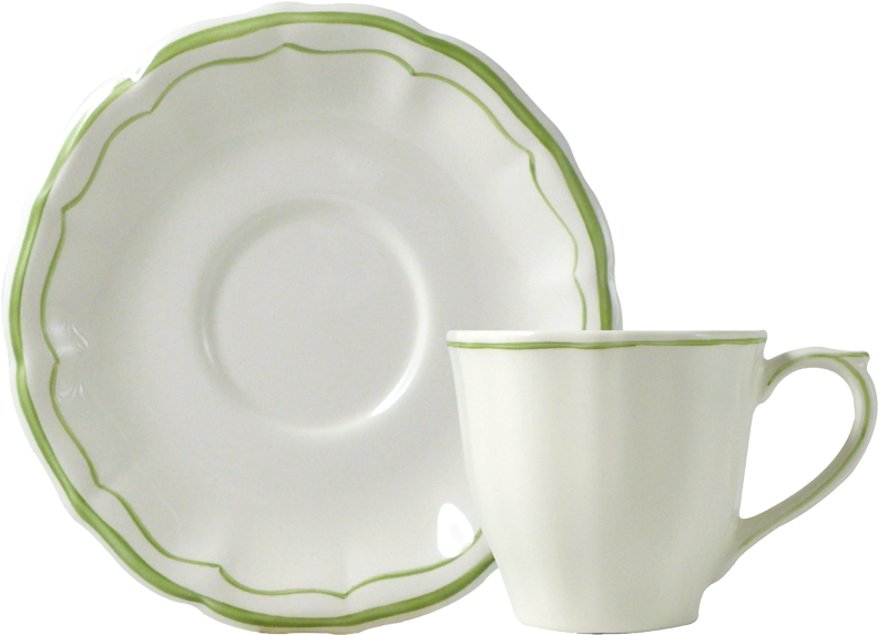 2 Tea Cup & Saucer - Gien Filet Vert Us Tea Cup & Saucer (869x869), Png Download