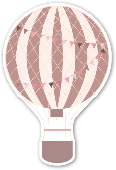 Pastel Red Hot Air Ballon Stickers - Hot Air Balloon Sticker (418x600), Png Download
