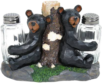 Carved Bear Salt And Pepper Shaker Set - Salt And Pepper Shakers (454x454), Png Download