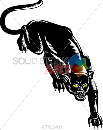Stock Illustration Of Old Fashioned Cartoon Drawing - Panther Vector (340x429), Png Download