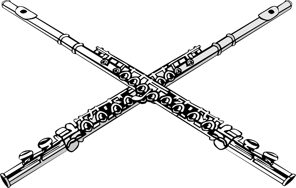 Flutes Crossed Music - Skull With Flutes Tile Coaster (960x609), Png Download