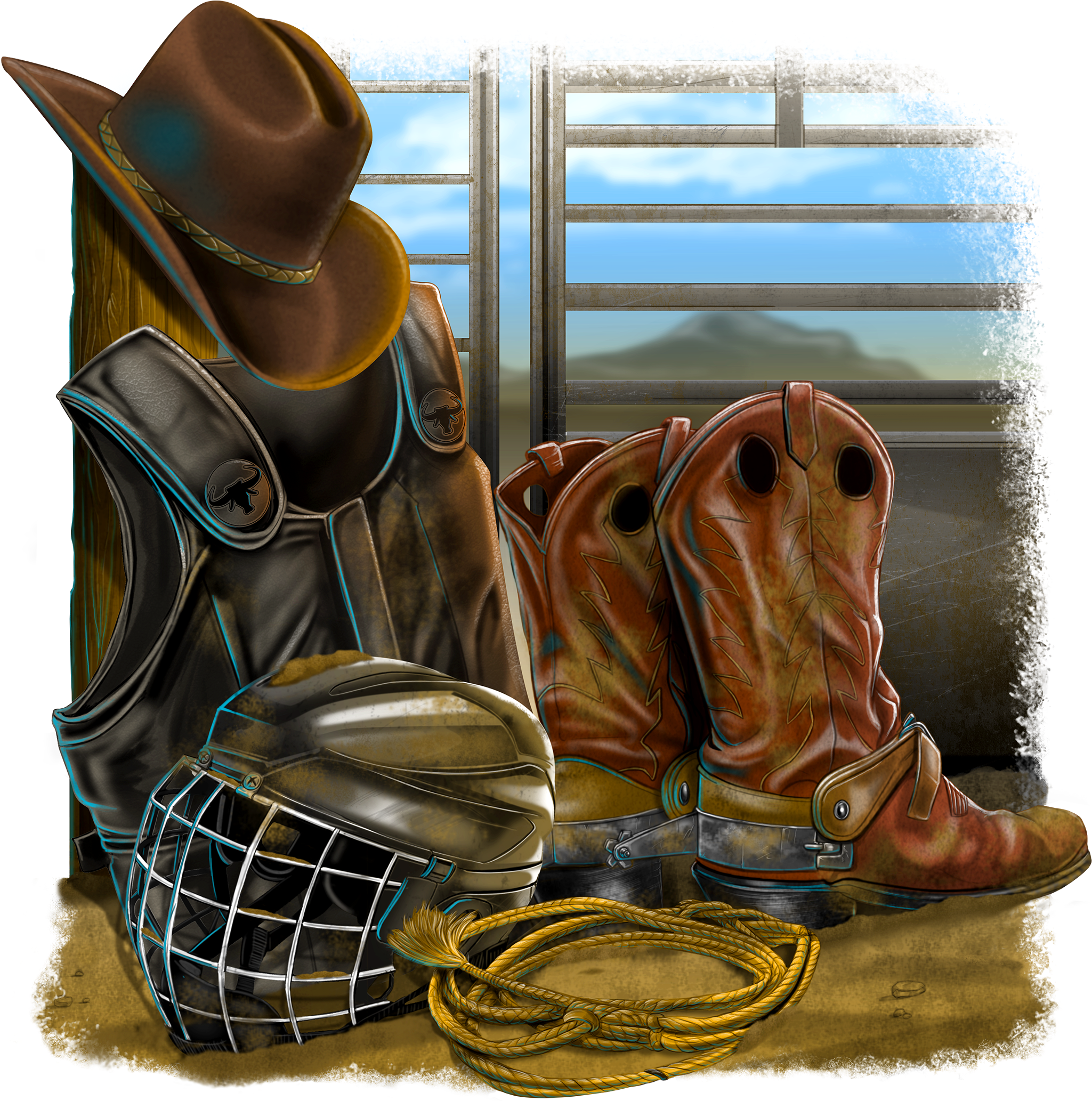 Western Fabric, Cowboy Fabric, Rodeo Equipment - Cowboy (600x600), Png Download