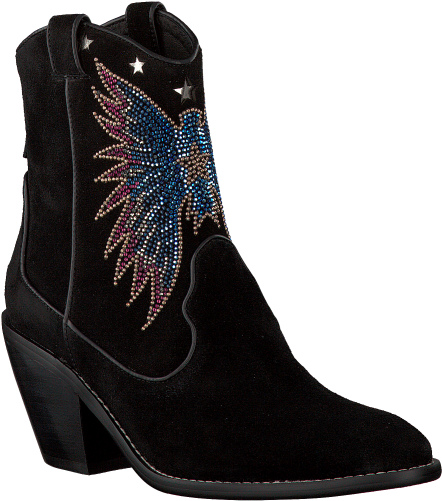 Black Lola Cruz Booties Botin Cowboy Con Dibujo Give - Cowboy Boot (500x500), Png Download