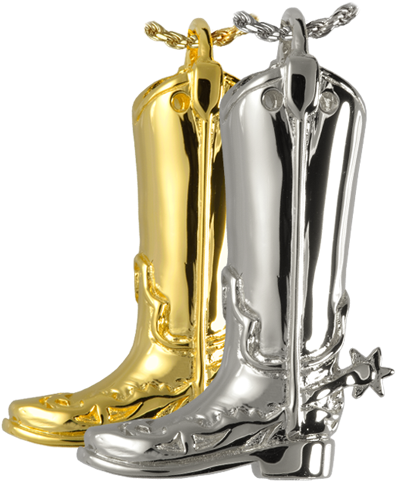 Silver And Gold Cowboy Boot For Ashes - Memorial Gallery 3312p Cremation Jewelry Cowboy Boot (500x500), Png Download