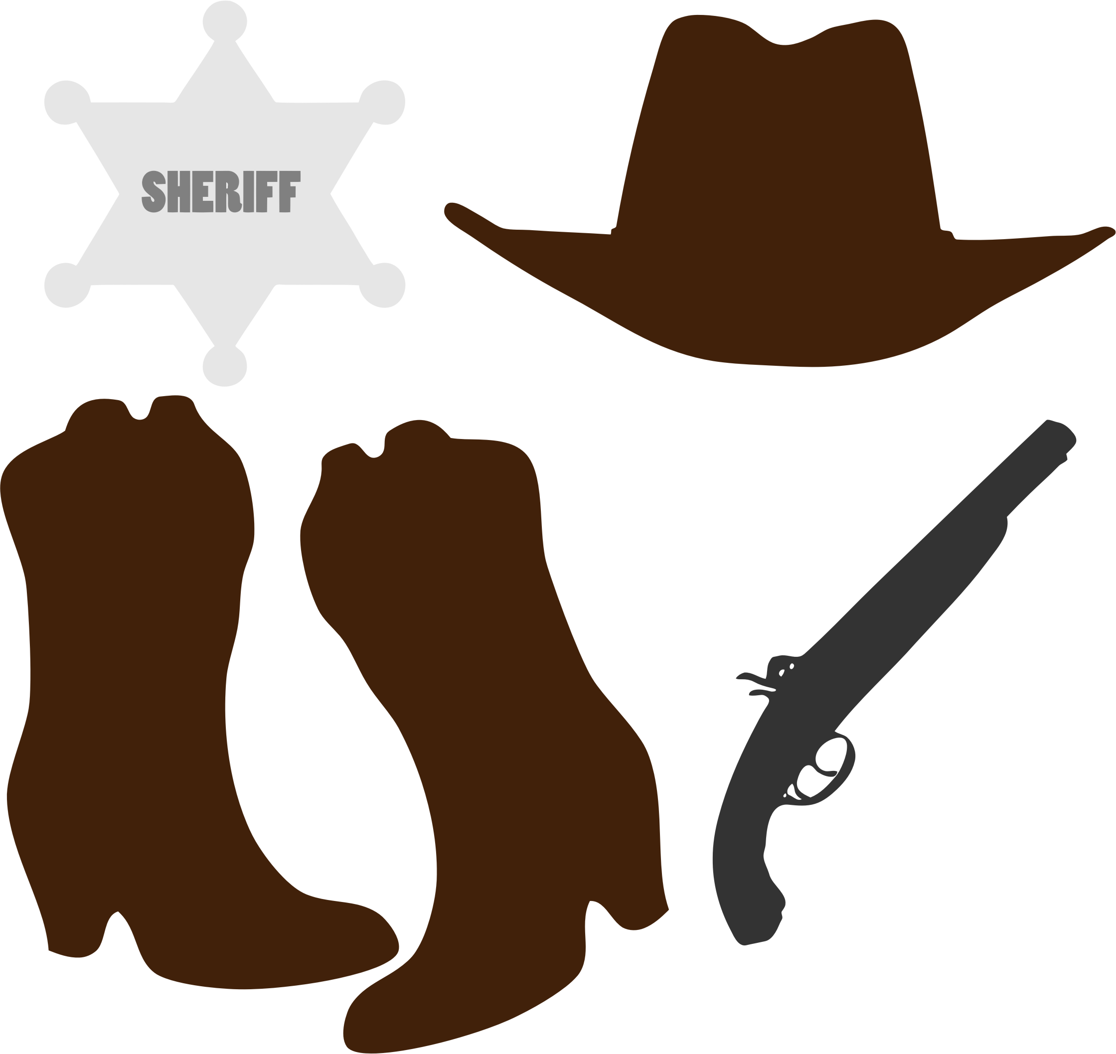 Cowboy Clipart Cowboy Boot - Cowboy Accessories Clipart (2239x2115), Png Download