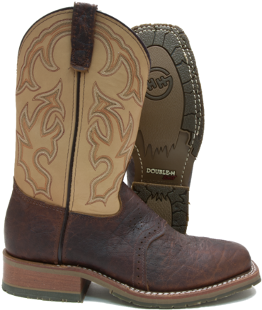 Double H 11" Brown Bison Leather Work Western Boot - Cowboy Boot (480x480), Png Download