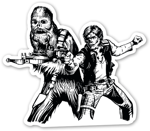 Chewbacca And Han Solo Skull Sticker - Han Solo Chewbacca Vector (600x527), Png Download