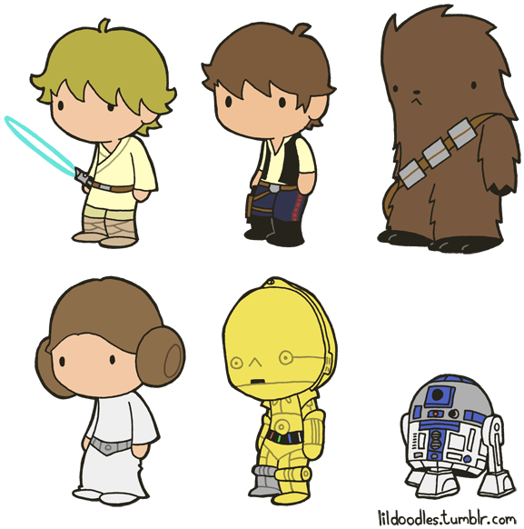 Chewbacca Clipart Han Solo Chewbacca - Star Wars Cute Doodle (600x592), Png Download