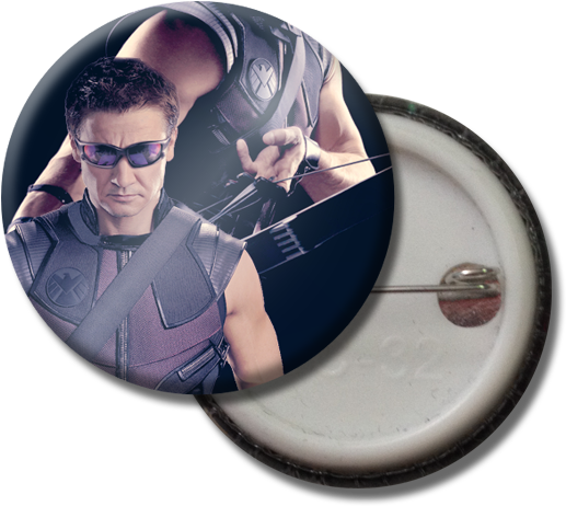 Hawkeye Button Pin - Badge (600x600), Png Download