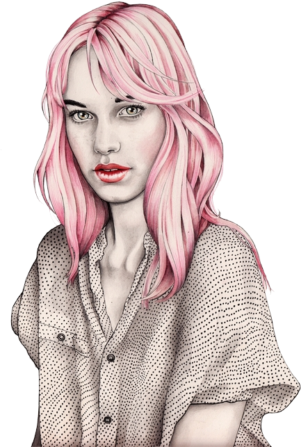Hahaha She Makes That Pink Hair Look Really Pretty - Drawing (500x684), Png Download