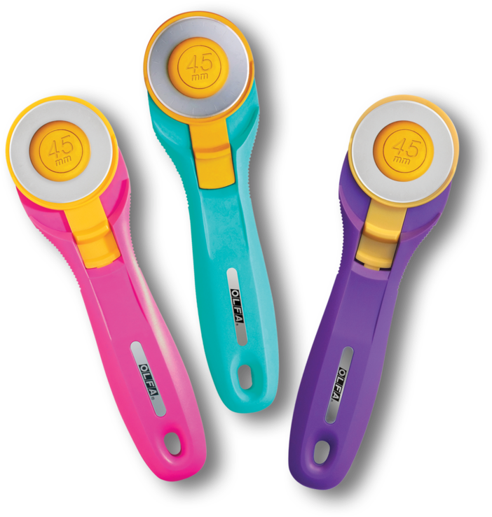 The Iconic Olfa® 45mm Rotary Cutter Is Now In Pink, - Rotary Cutter And Mat (727x766), Png Download