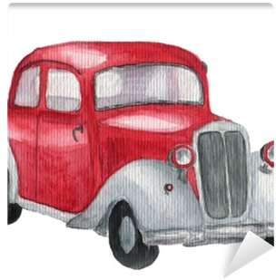 Watercolor Red Retro Car - Watercolor Painting (400x400), Png Download