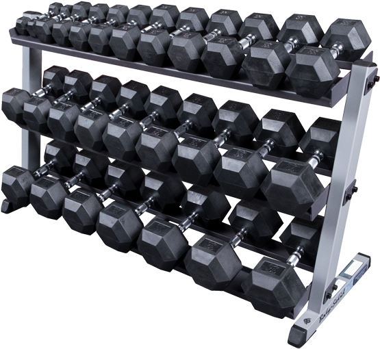 W/ Optional 3rd Tier And Rubber Dumbells - Body Solid 2 Tier Dumbbell Rack (600x600), Png Download