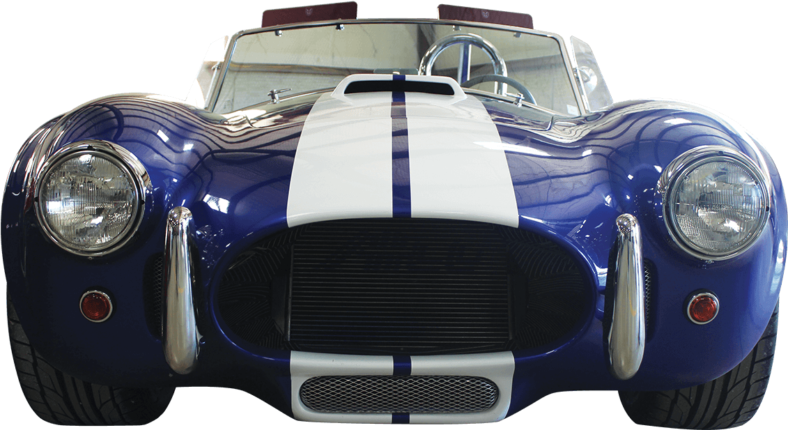 Front View Of Blue Gt-427 Roadster - Classic Car Front Png (1200x639), Png Download