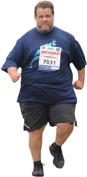 Fat Man Running - Fat Person Running Png (292x590), Png Download