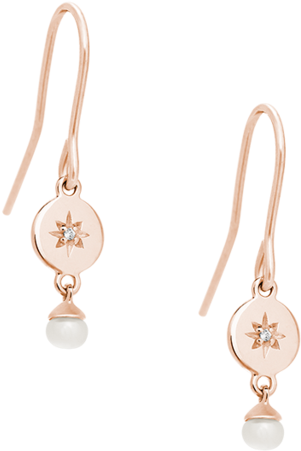 Diamond Voyager Pearl Earring Set - Earring (939x1024), Png Download