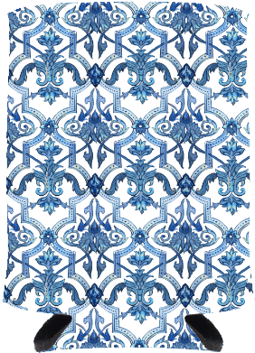 Blue White Tile Drink Hugger (612x612), Png Download