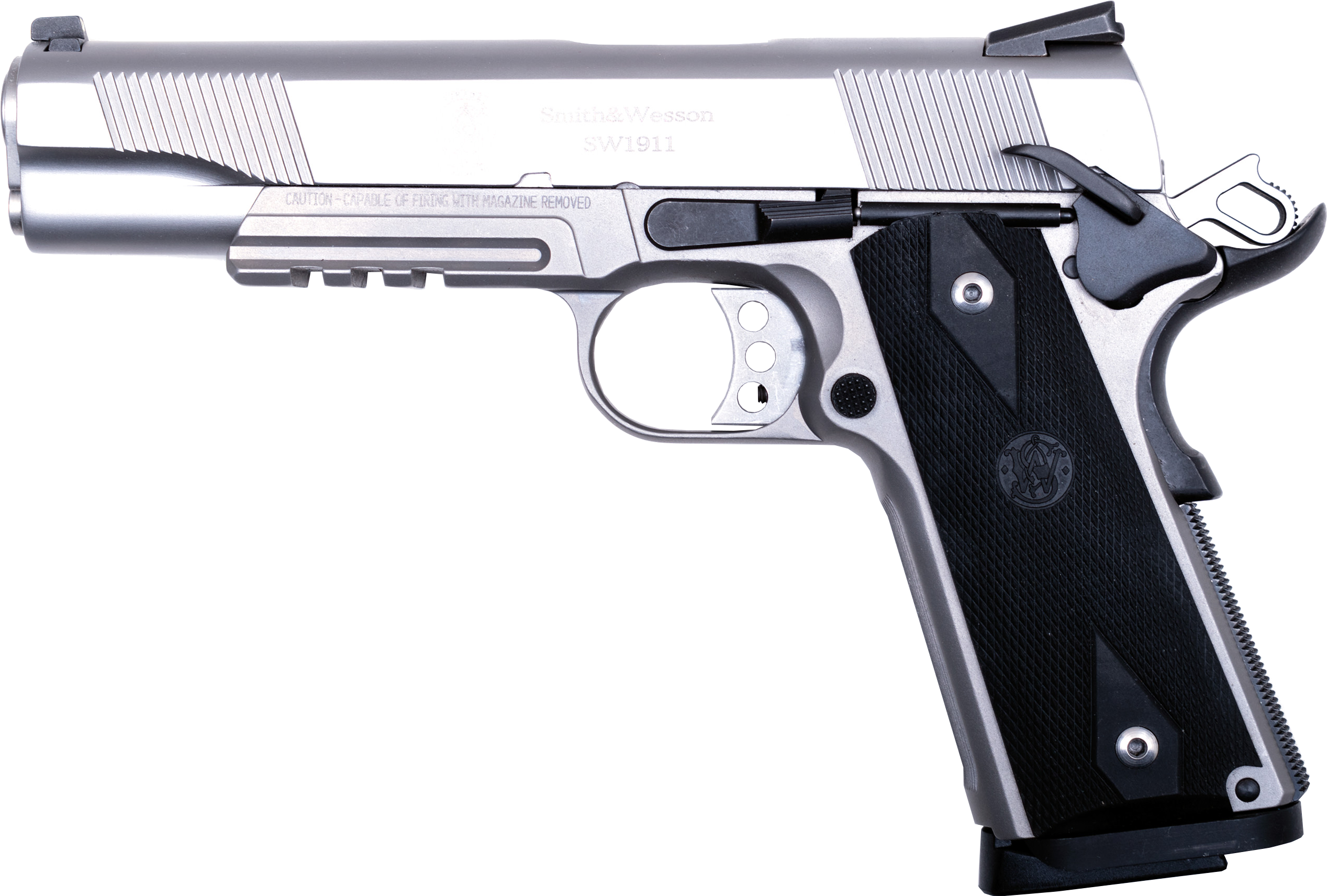Smith & Wesson 1911 Government 45 Auto Stainless W/rail - Pistola Smith & Wesson (3000x2000), Png Download