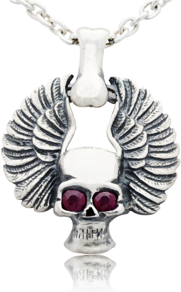 Jewellery - Mavastyle Sterling Silber Skull-anhänger Mit Rubin-augen (1000x1000), Png Download