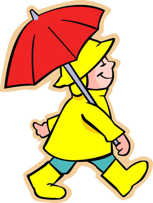 Vector Illustration Of Primary Or Elementary School - Desenho Menino Com Guarda Chuva (527x700), Png Download