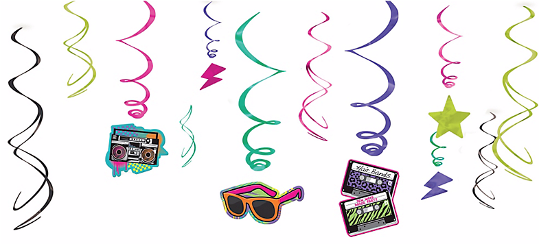 Totally 80s Foil Swirl Decorations "i Love The 80s" - Totally 80's Hanging Swirls (784x606), Png Download