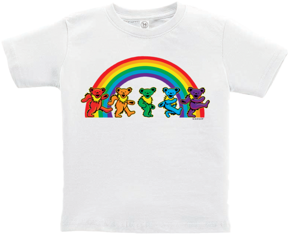 A White Toddler Tshirt, With Five Grateful Dead Bears - Grateful Dead Necklace, Bears, Rainbow Image Pendant (620x620), Png Download