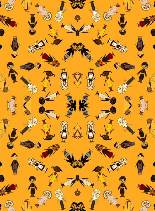 Multicultural Children Orange Background Small Tile - Multicultural Background (588x800), Png Download